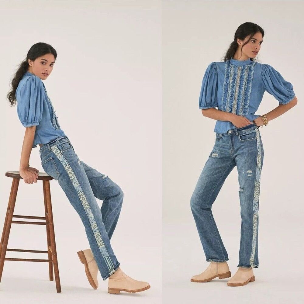 Anthropologie Pilcro The Slim Boyfriend Jeans Side Stripe Women's 27 NWT